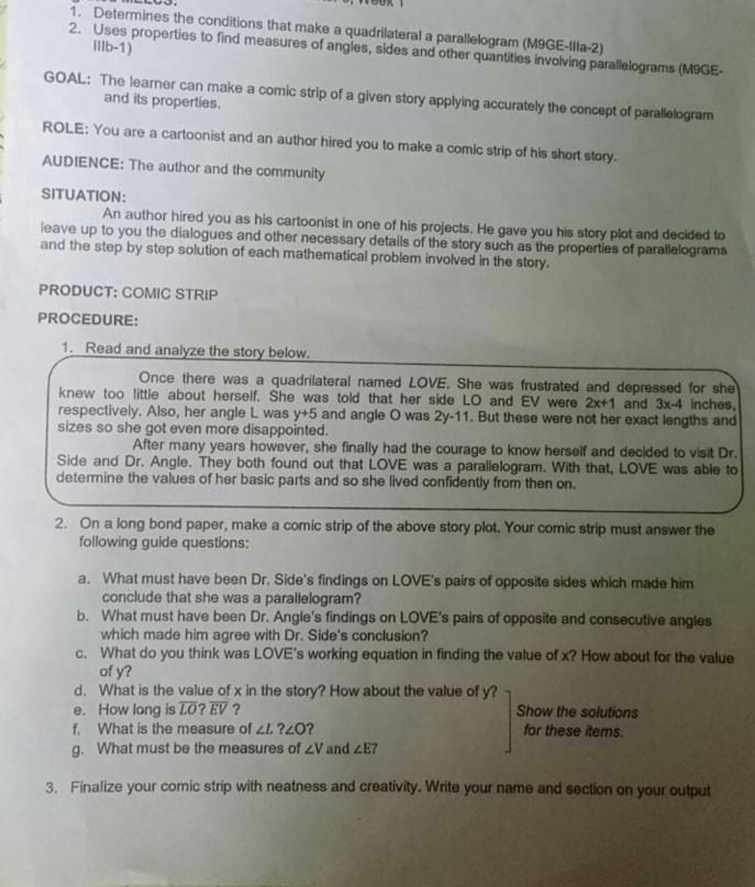 1. Determines the conditions that make a