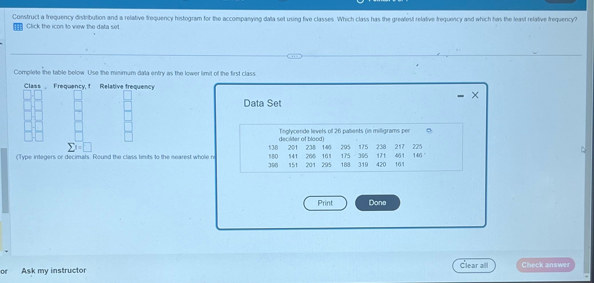 Construct a frequency distribution and a relative