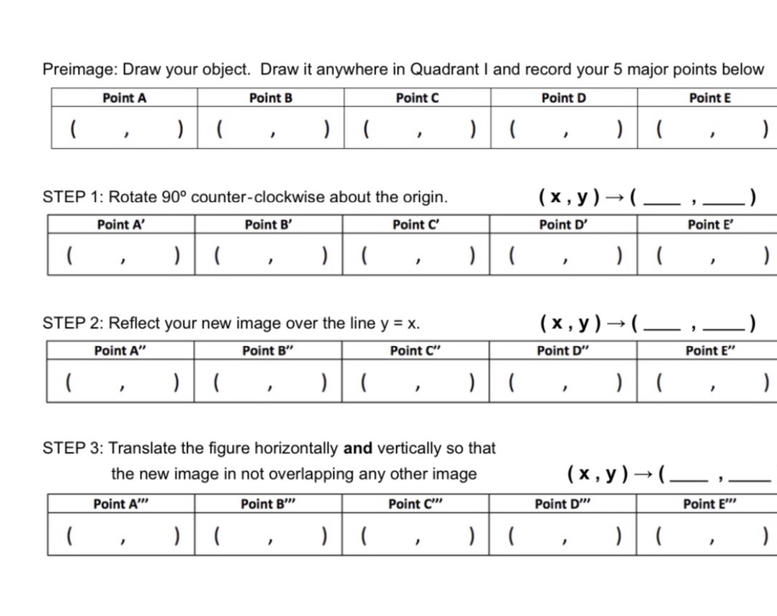 Used this point has a preimsges point A (-3,3)