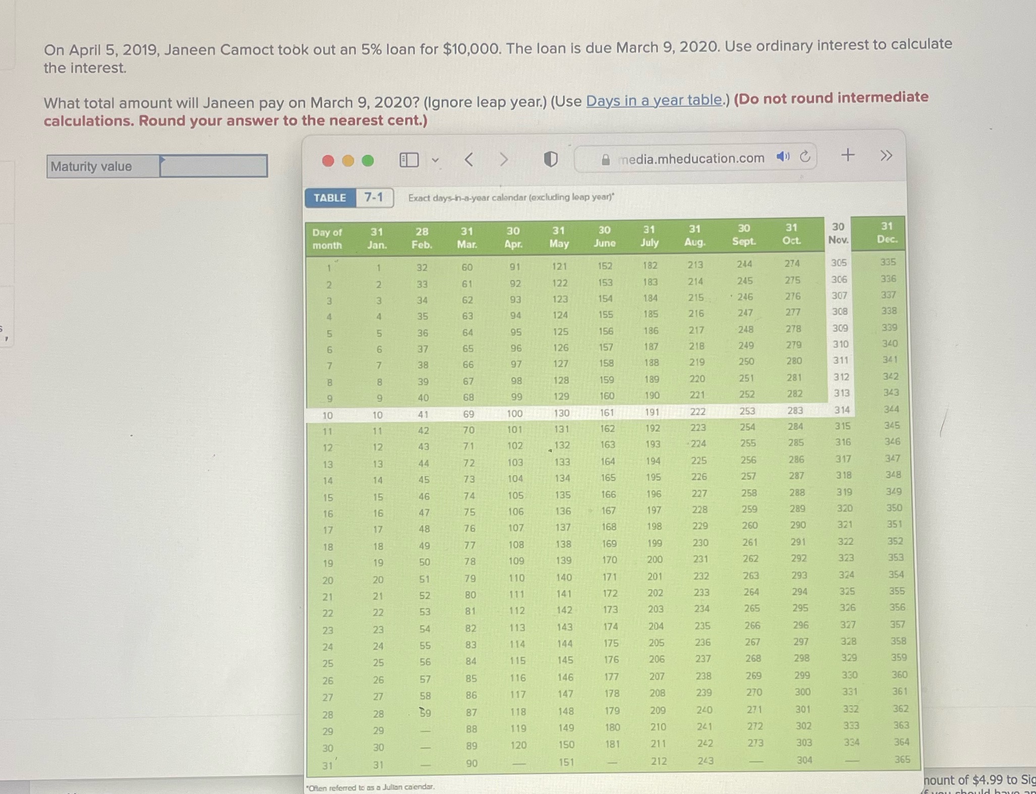 On April 5, 2019, Janeen Camoct took out an 5%