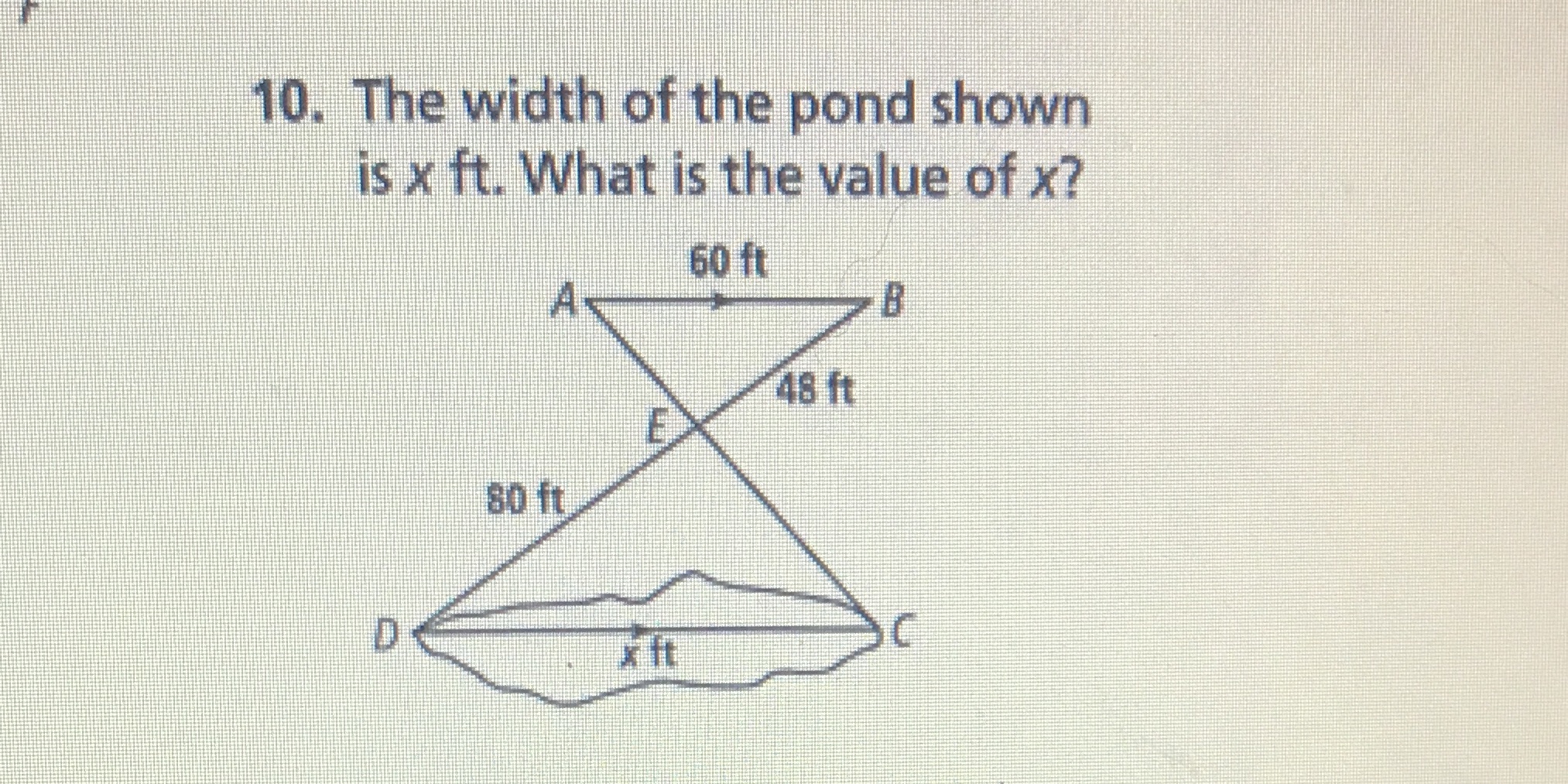 Please help with 10 10. The width of the pond