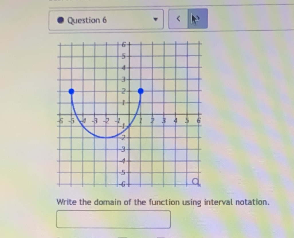 help please .Question 6 < 6 5 4 3 2 -1 Write the