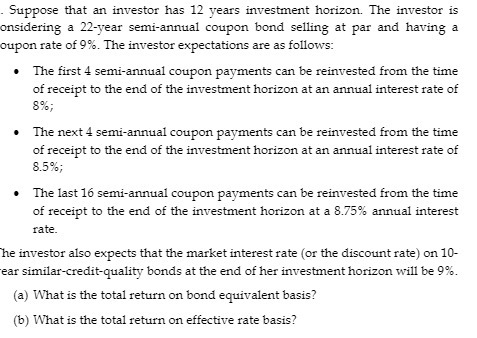 Suppose that an investor has 12 years investment