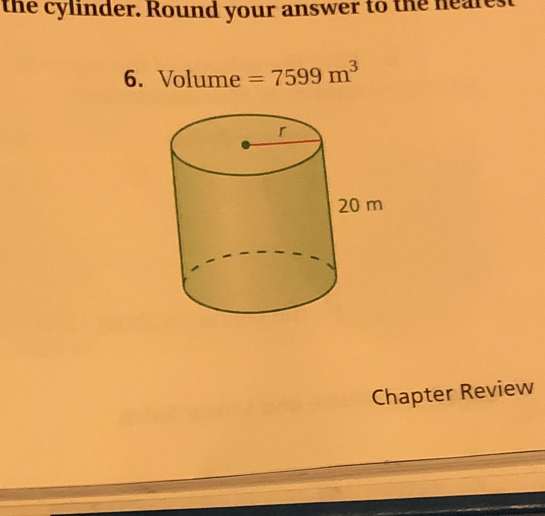the cylinder. Round your answer to the fedivot 6.