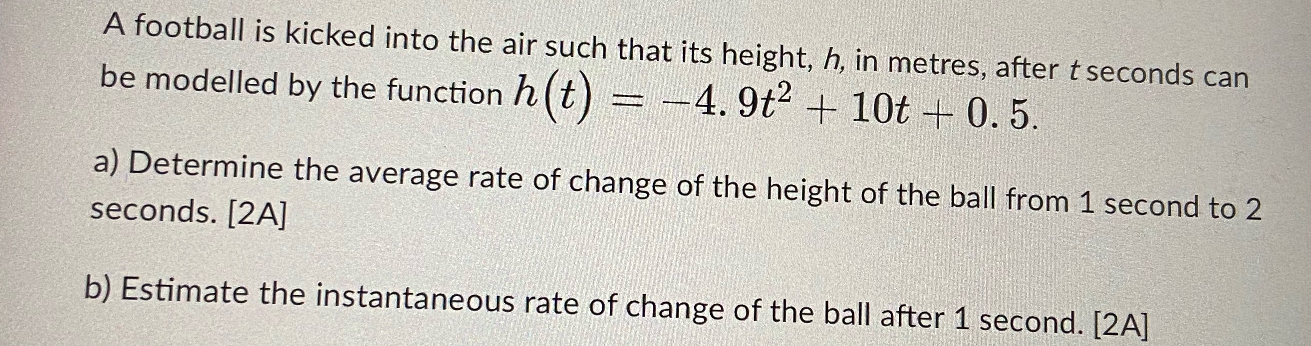 URGENT Show all work please A football is kicked