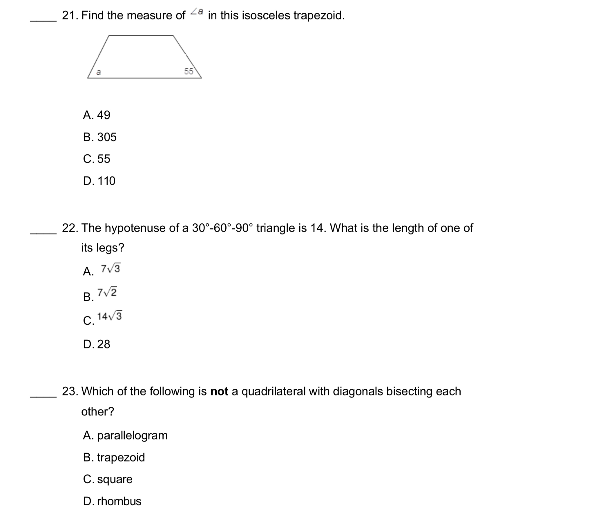 17. Decide whether the quadrilateral is a