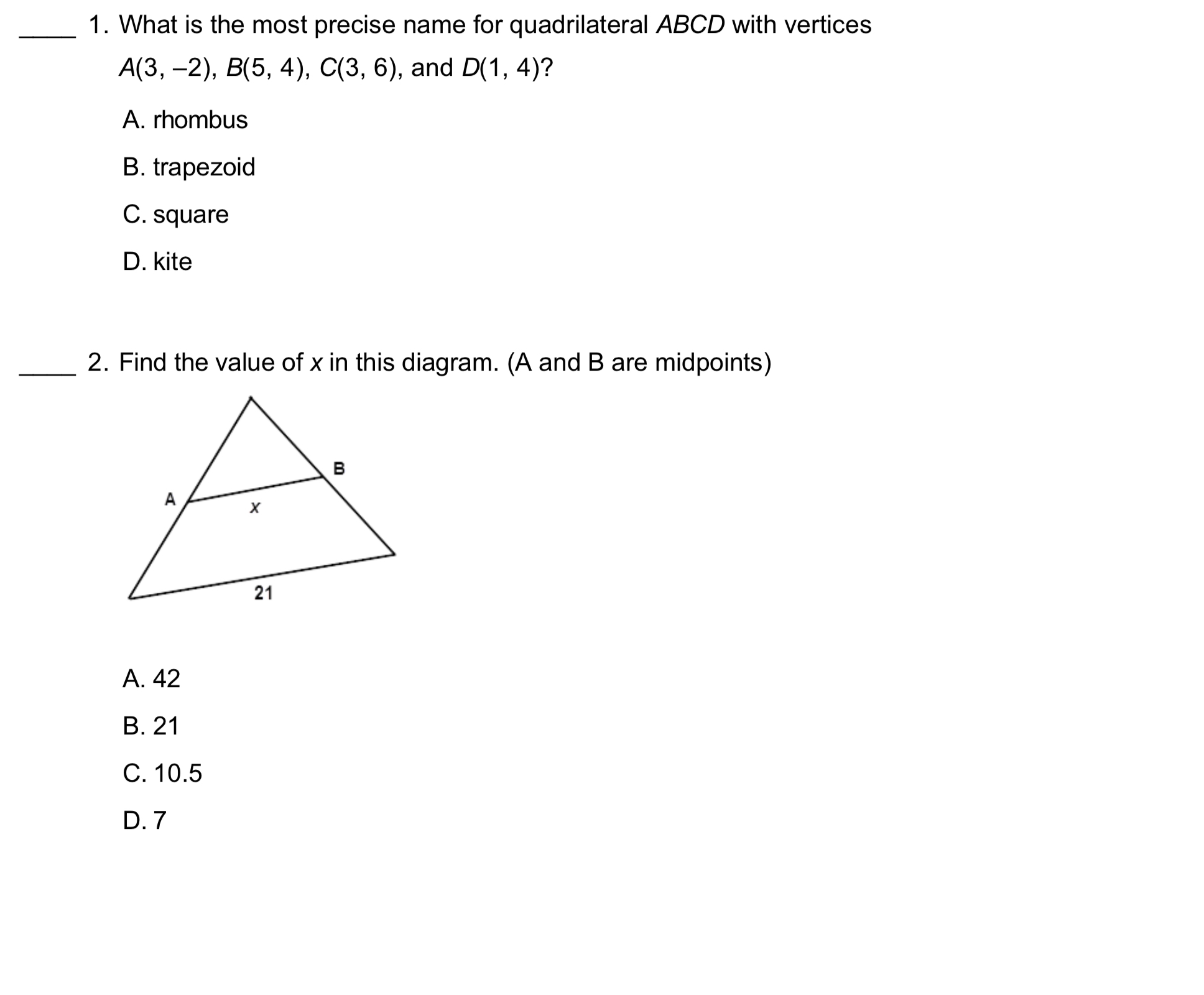17. Decide whether the quadrilateral is a