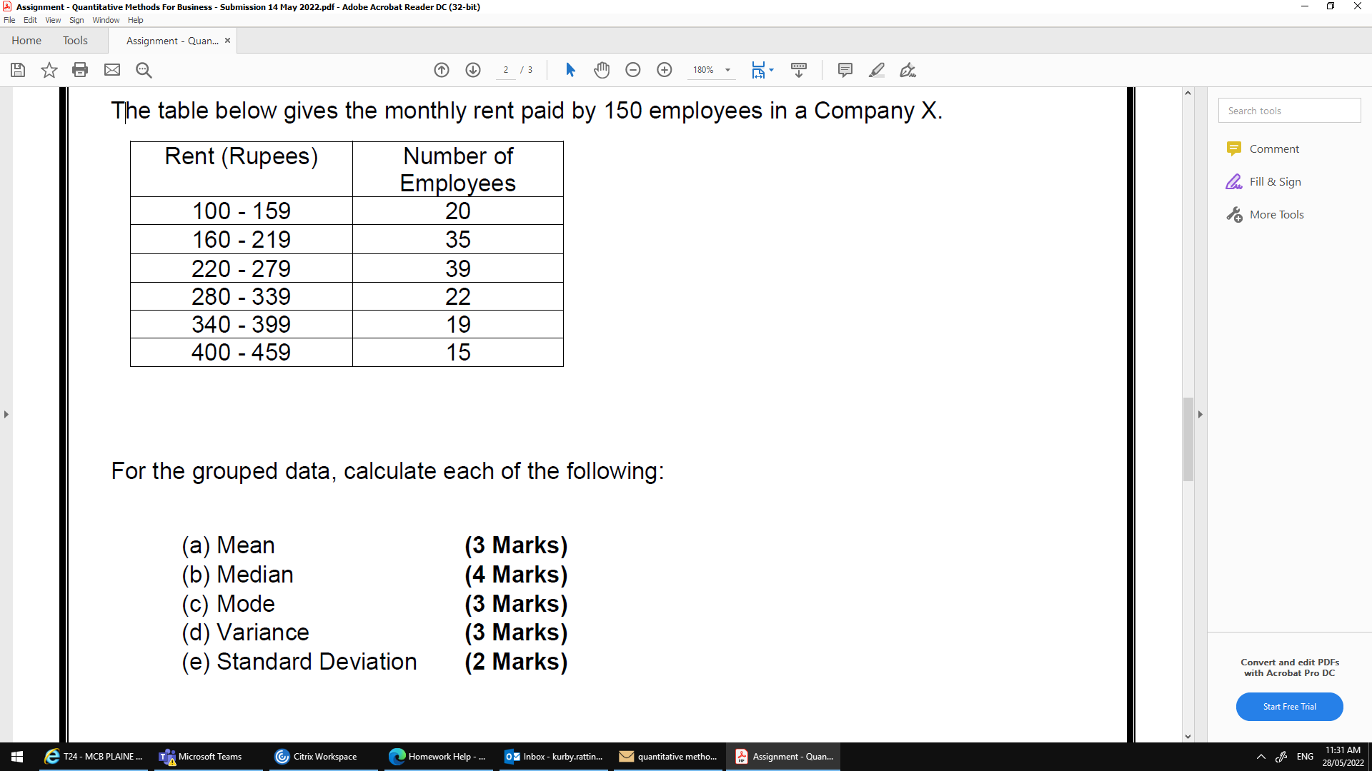 & Assignment - Quantitative Methods For Business
