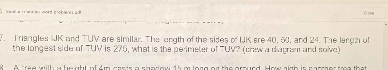 I need help 17 Similar triangles word