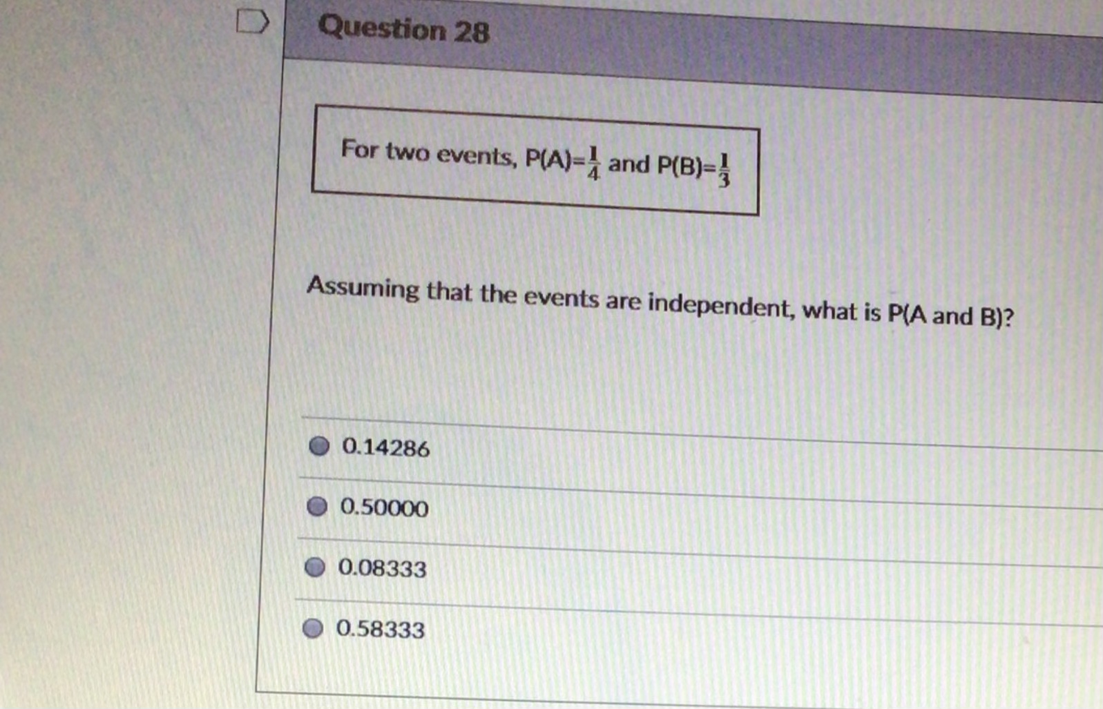 Question 28 For two events, P(A)=- and P(B)=3