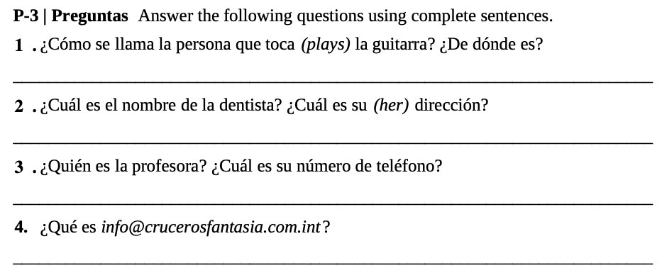 P-3 | Preguntas Answer the following questions