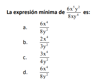 La expresion minima de 6xyz es: 8xy 6x a. 8y- 2