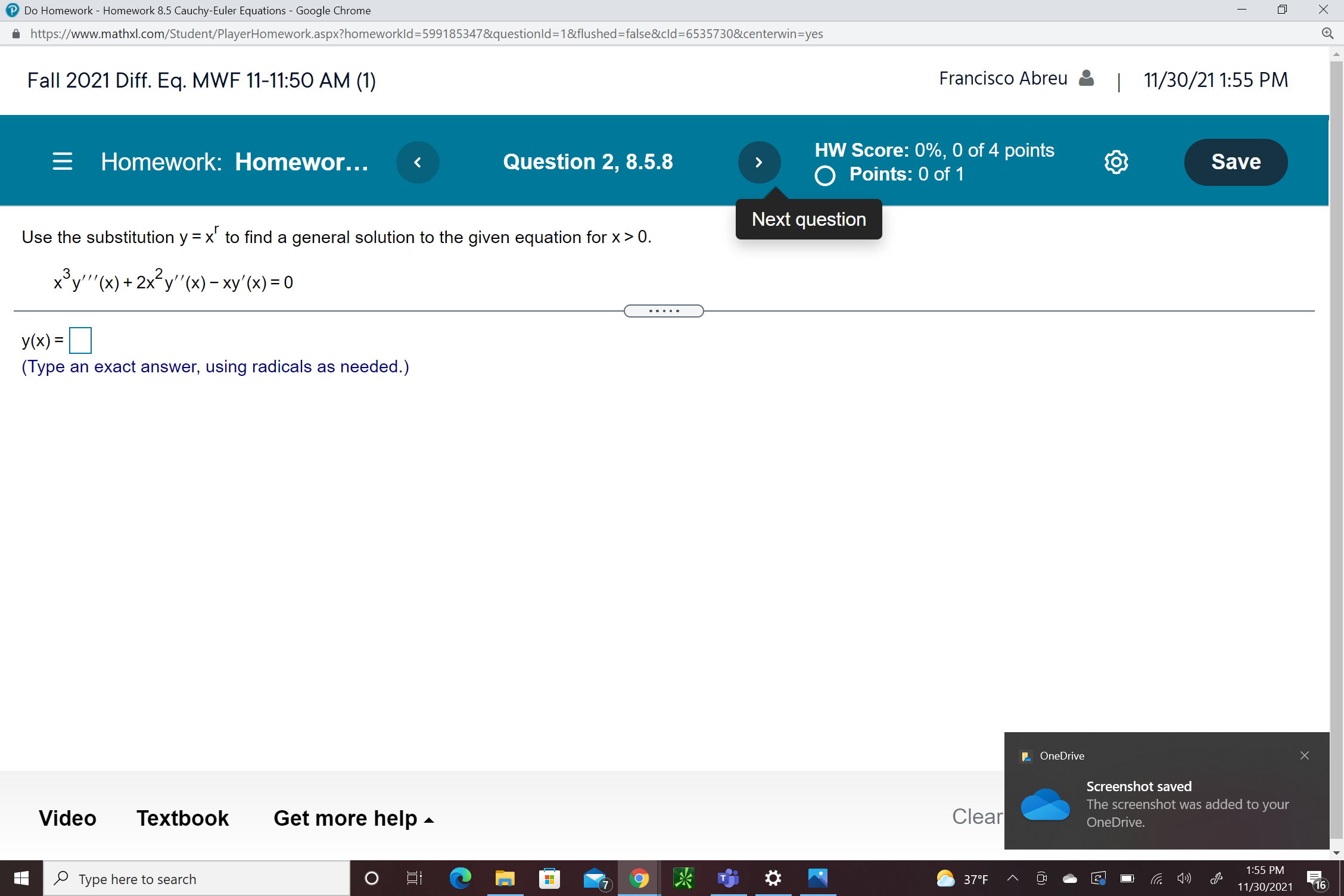 Do Homework - Homework 8.5 Cauchy-Euler Equations