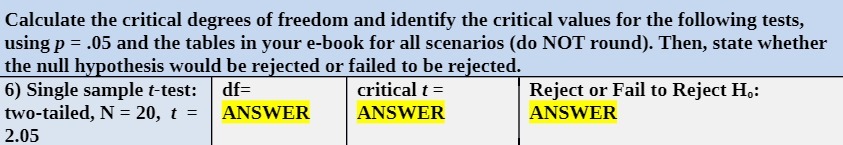 Calculate the critical degrees of freedom and