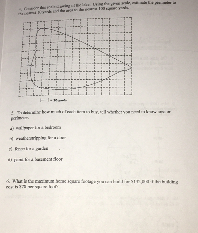 Geometry 4. Consider this scale drawing of the