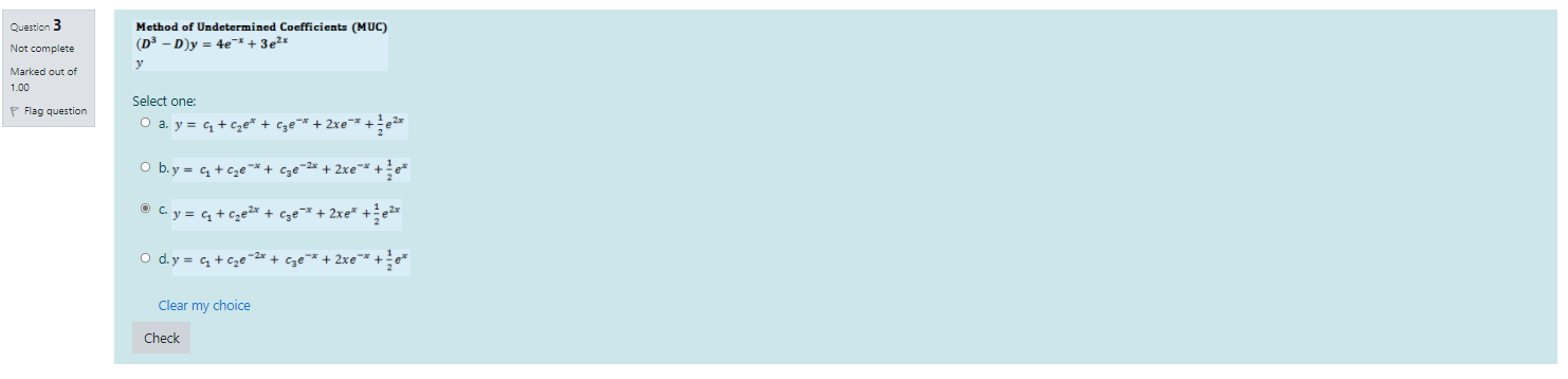 Question 1 Method of Undetermined Coefficients