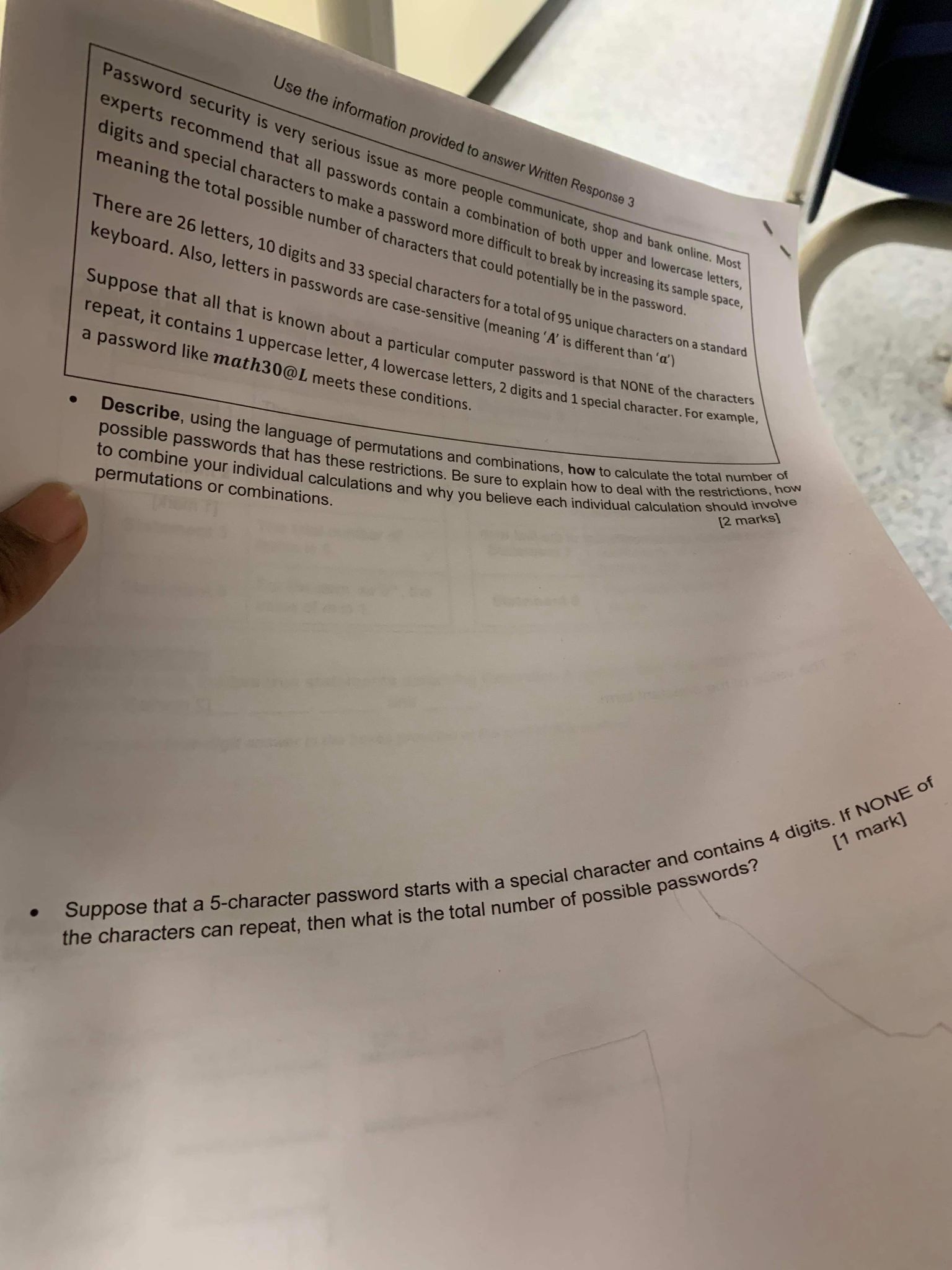 Use the information provided to answer Written