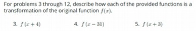 For problems 3 through 12, describe how each of