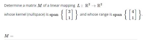 Determine a matrix M of a linear mapping _ :