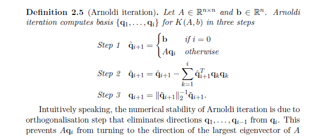 Definition 2.5 (Arnoldi iteration). Let A e Rxn
