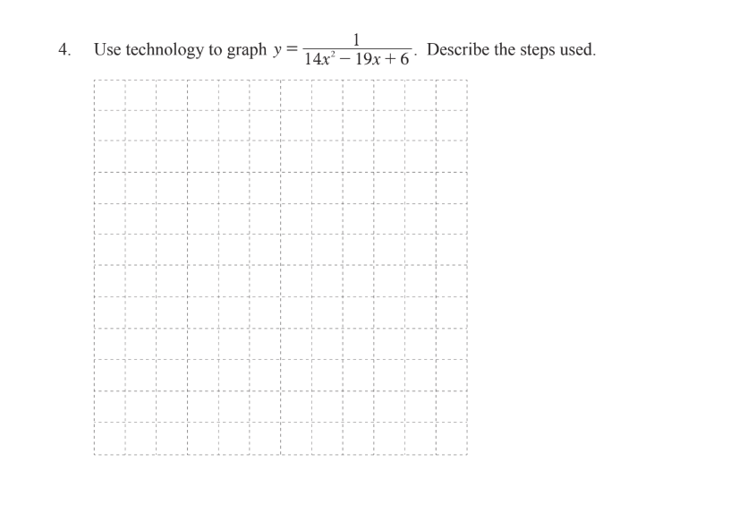 4. Use technology to graph y = 14x - 19x + 6 .