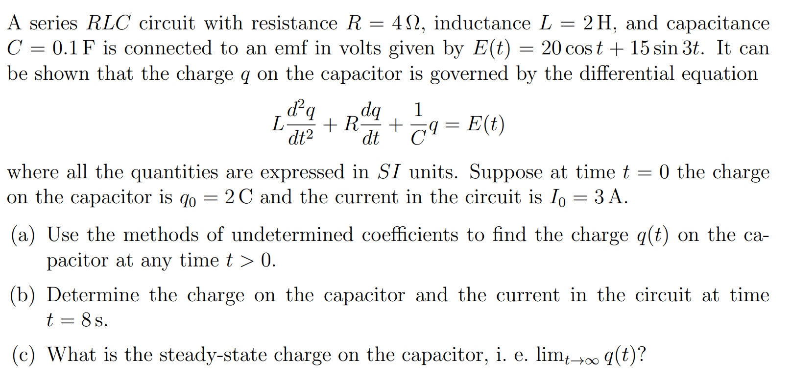 A series RLC circuit with resistance R = 40,