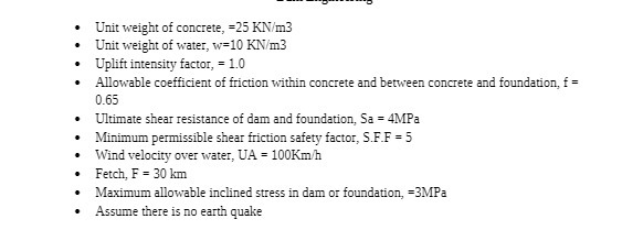 Unit weight of concrete, =25 KN/m3 Unit weight of