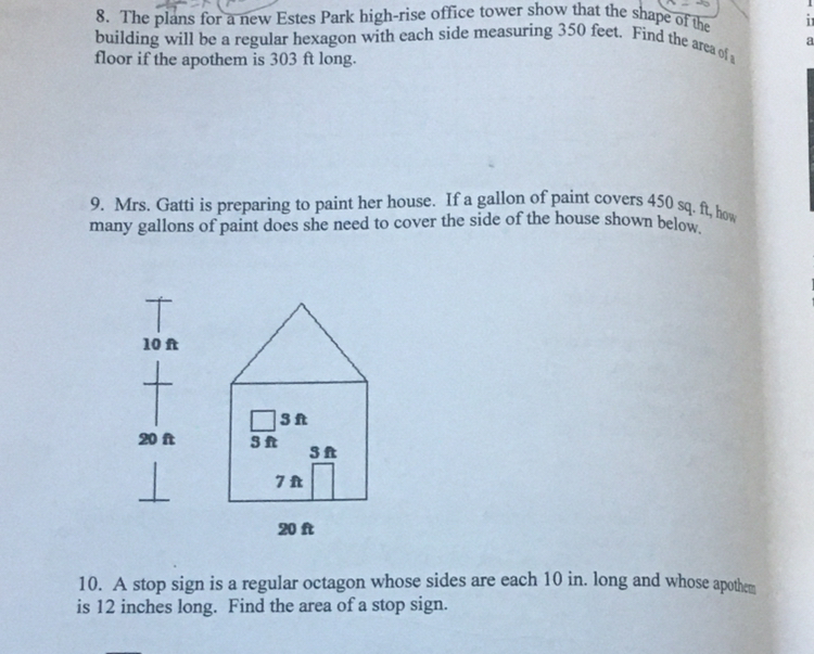 Geometry 8. The plans for a new Estes Park
