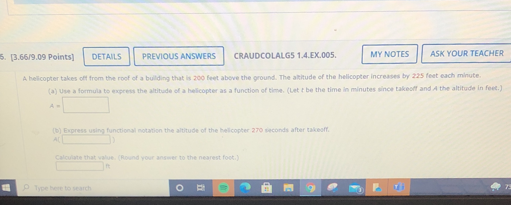5. [3.66/9.09 Points] DETAILS PREVIOUS ANSWERS