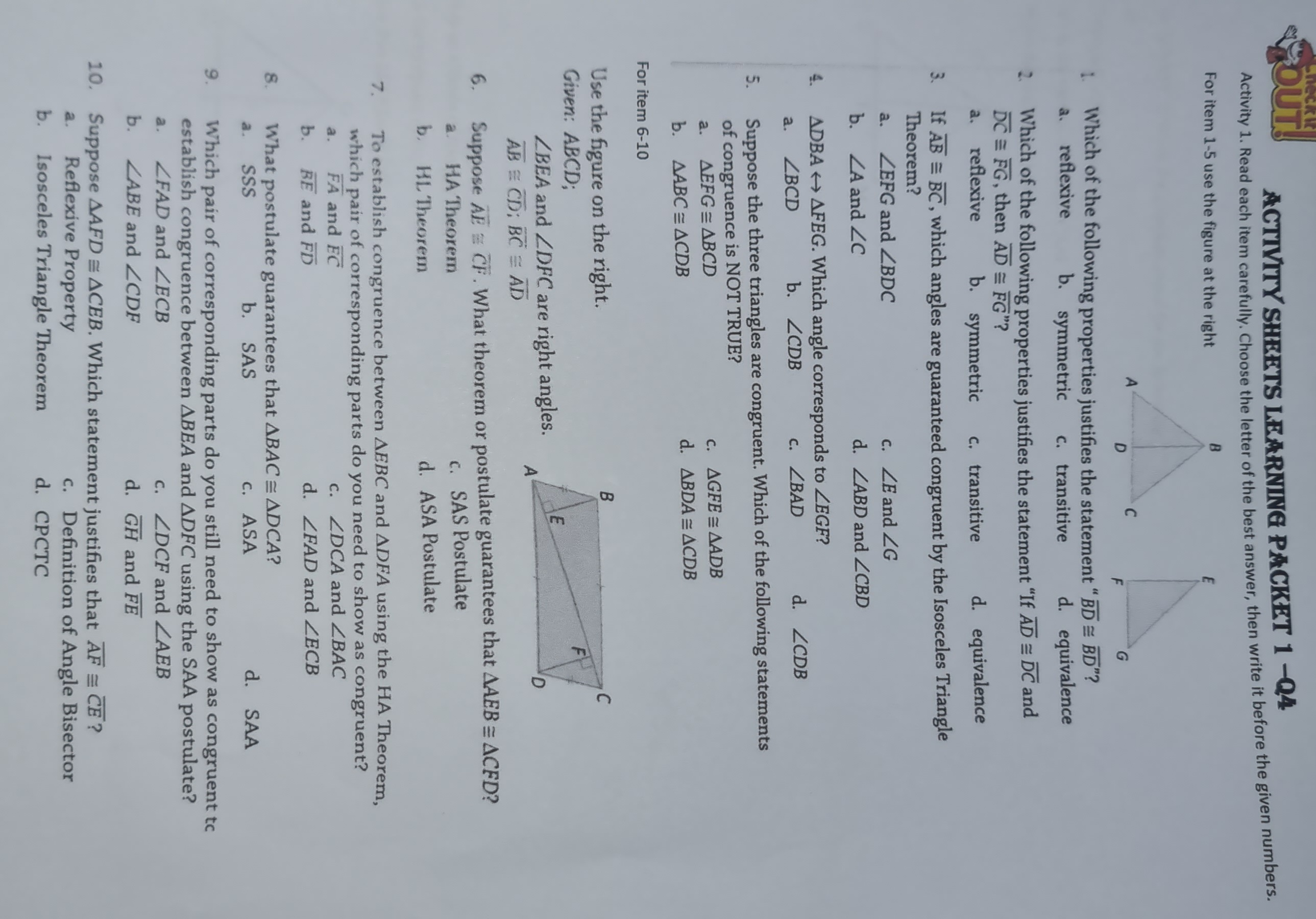 GEOMETRY PROBLEMS ON CONGRUENCE & CORRESPONDENCE.