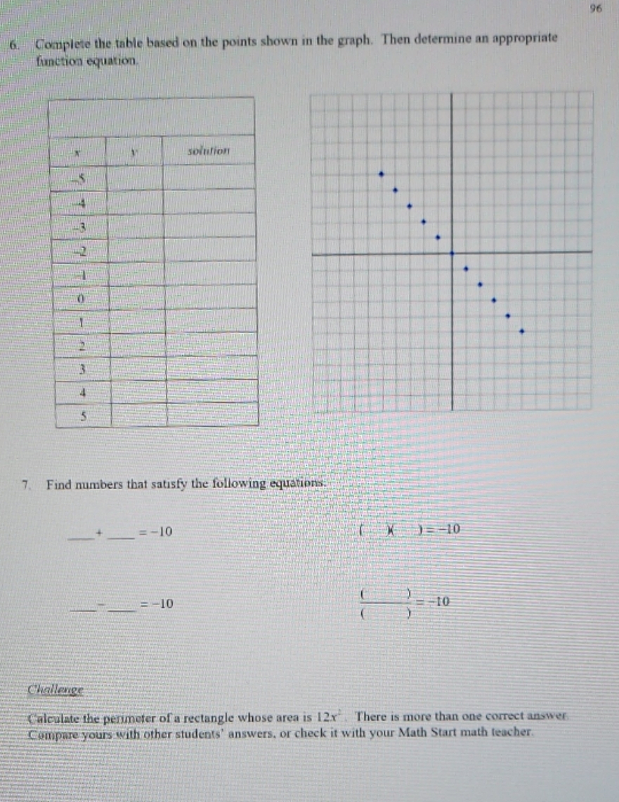 help please 96 .Complete the table based on the