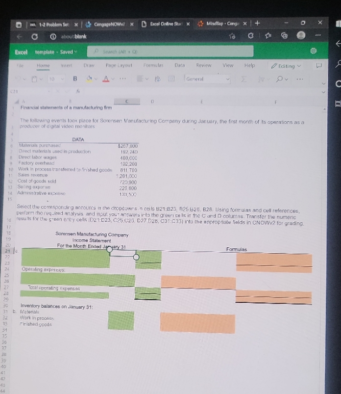 1:2 Problem Set x xCompageNoww X [) Excel Online
