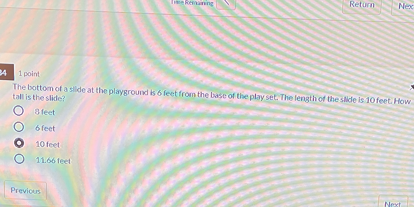 Return Nex Lime Remaining 34 1 point The bottom