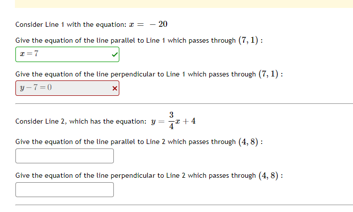 Consider Line 1 with the equation: :1: = 2H Give