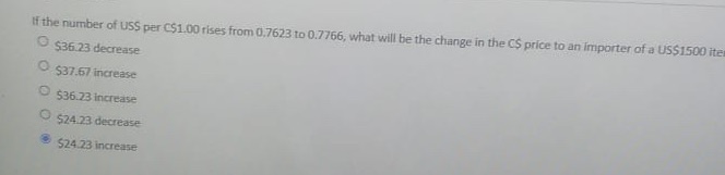 If the number of USS per (51.00 rises from 0.7623