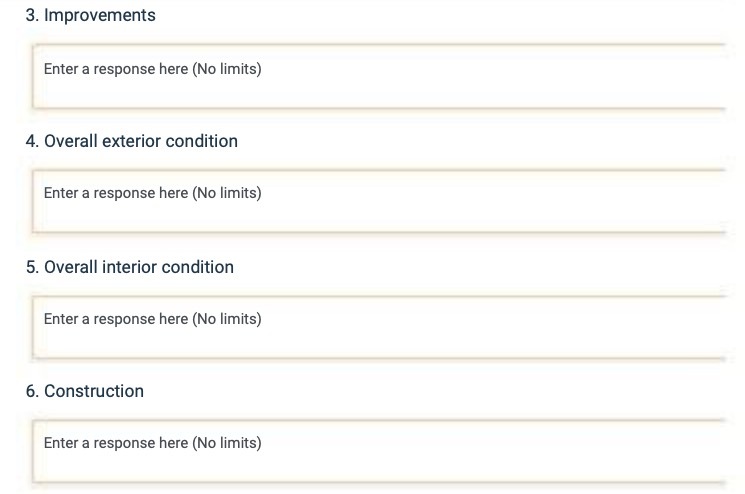 3. Improvements Enter a response here {No limits)