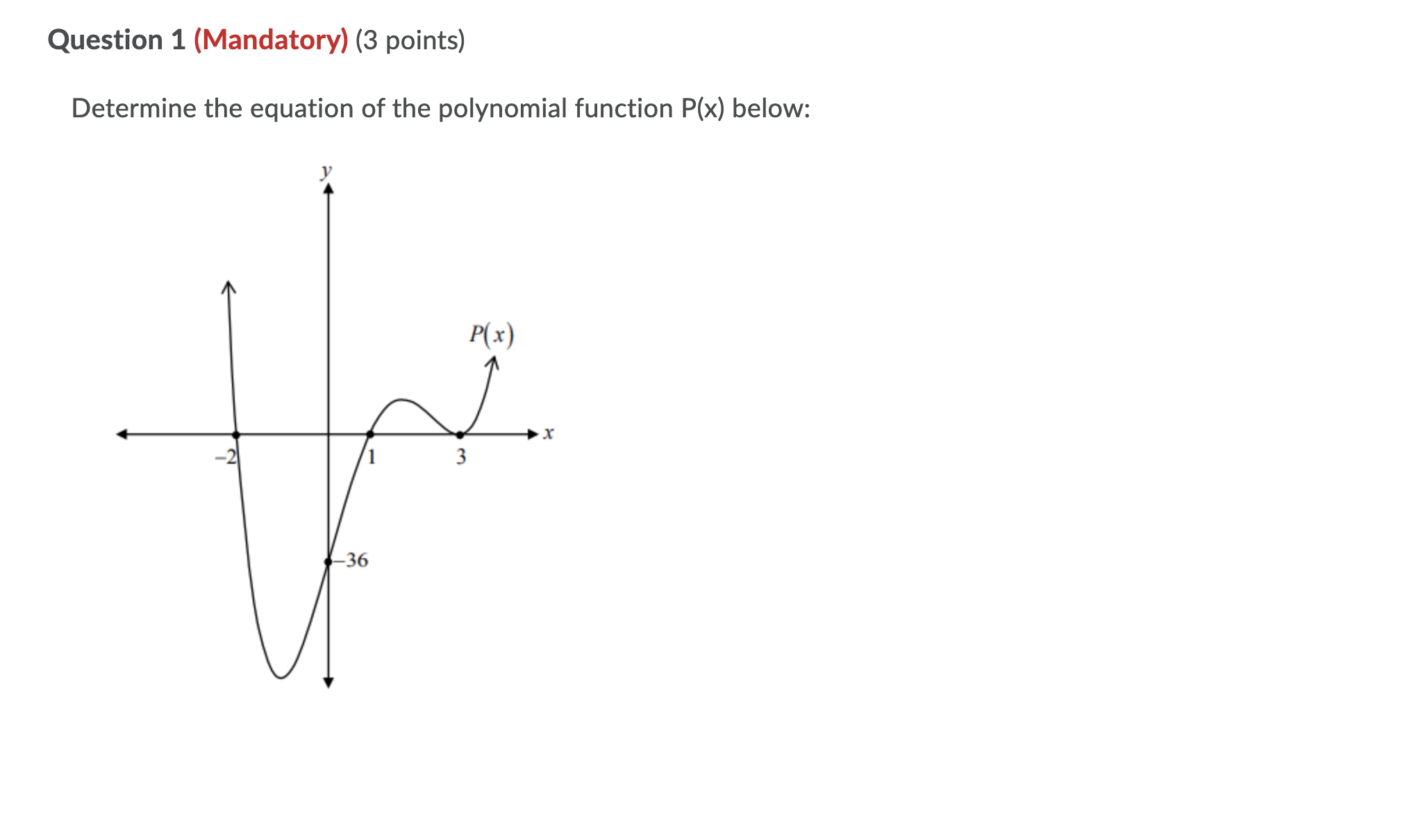 Question 1 (Mandatory) (3 points) Determine the