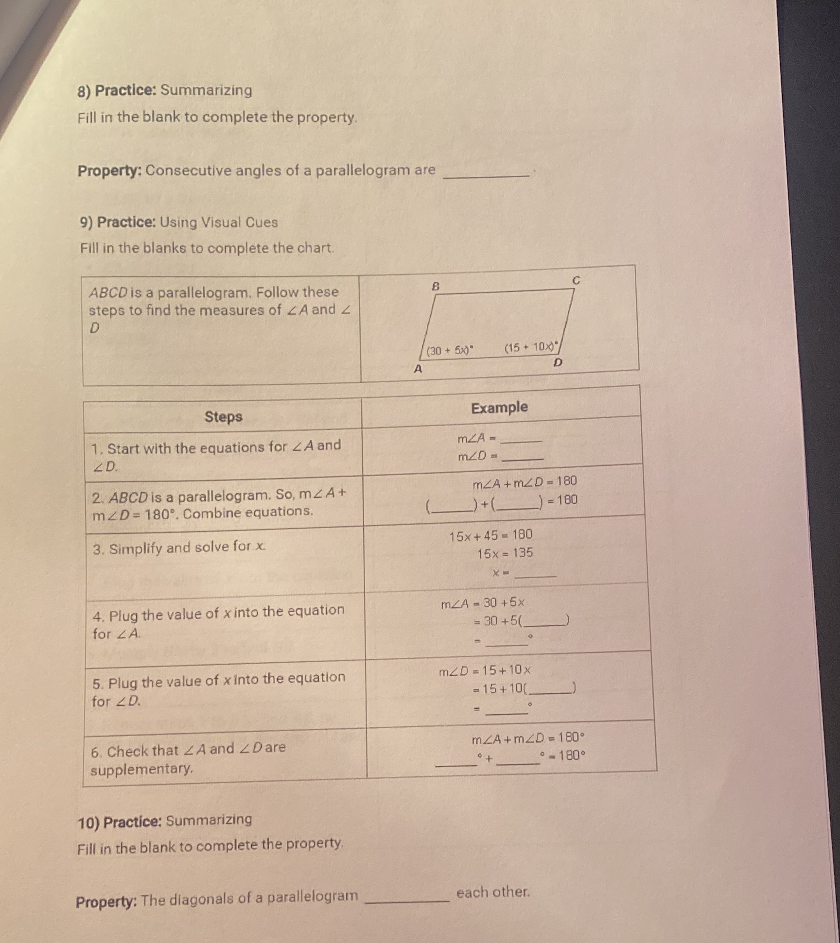 5.2.1 8) Practice: Summarizing Fill in the blank