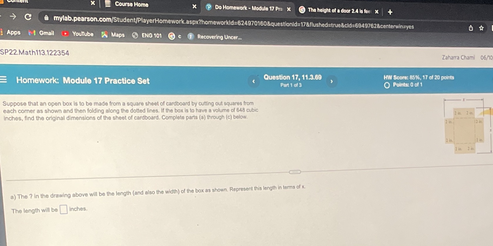 X Course Home X P Do Homework - Module 17 Pra X G