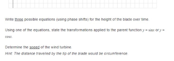 Write three possible equations (using phase