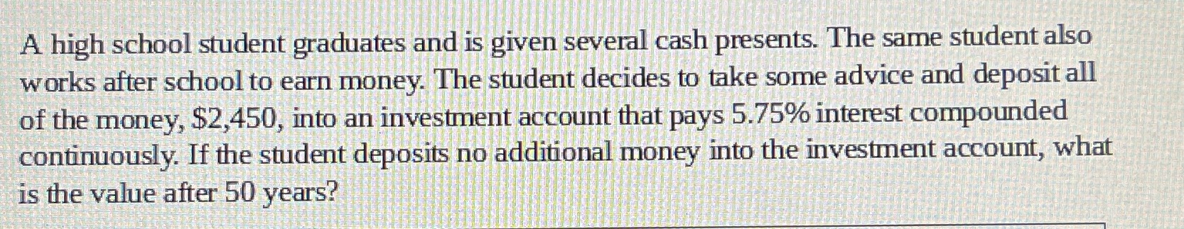 A high school student graduates and is given