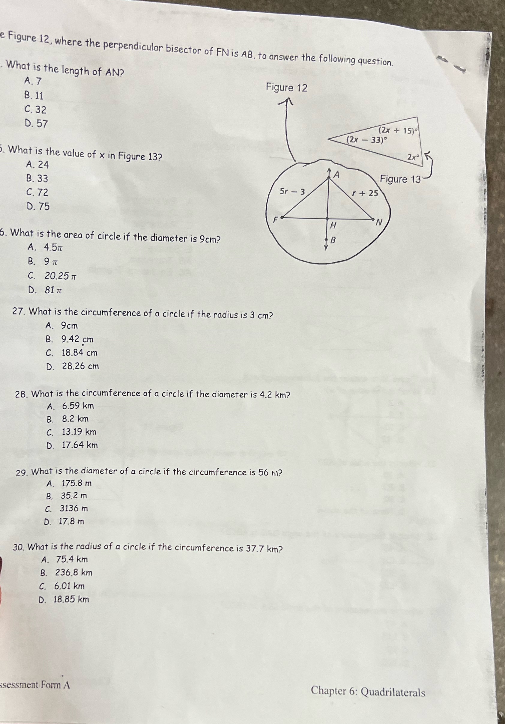 S. WhaT is The value of x in Figure 13? A. 24 B.