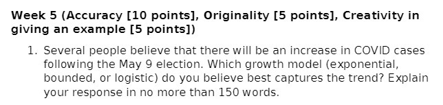 Week 5 (Accuracy [10 points], Originality [5