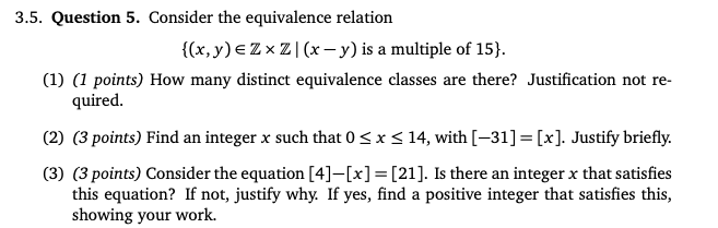 3.5. Question 5. Consider the equivalence