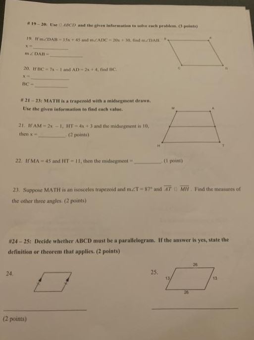 W. 19-20: Use 1 2017 and the given information to