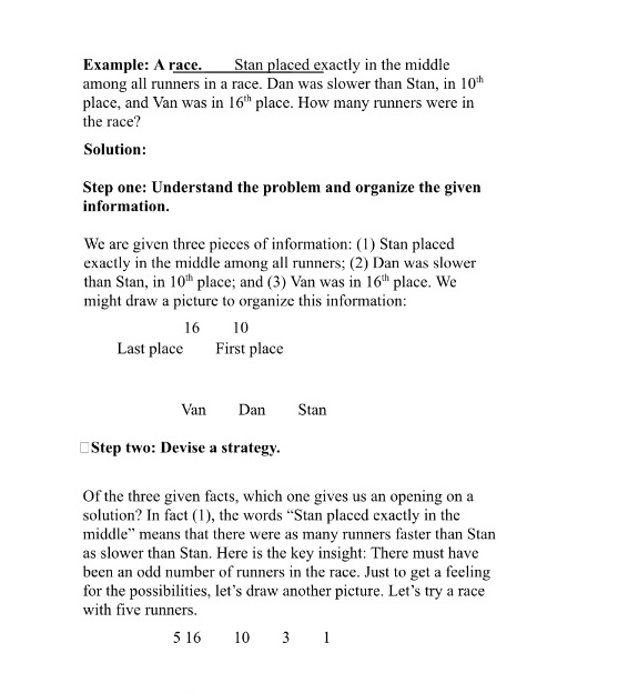 Example: A race. Stan placed exactly in the