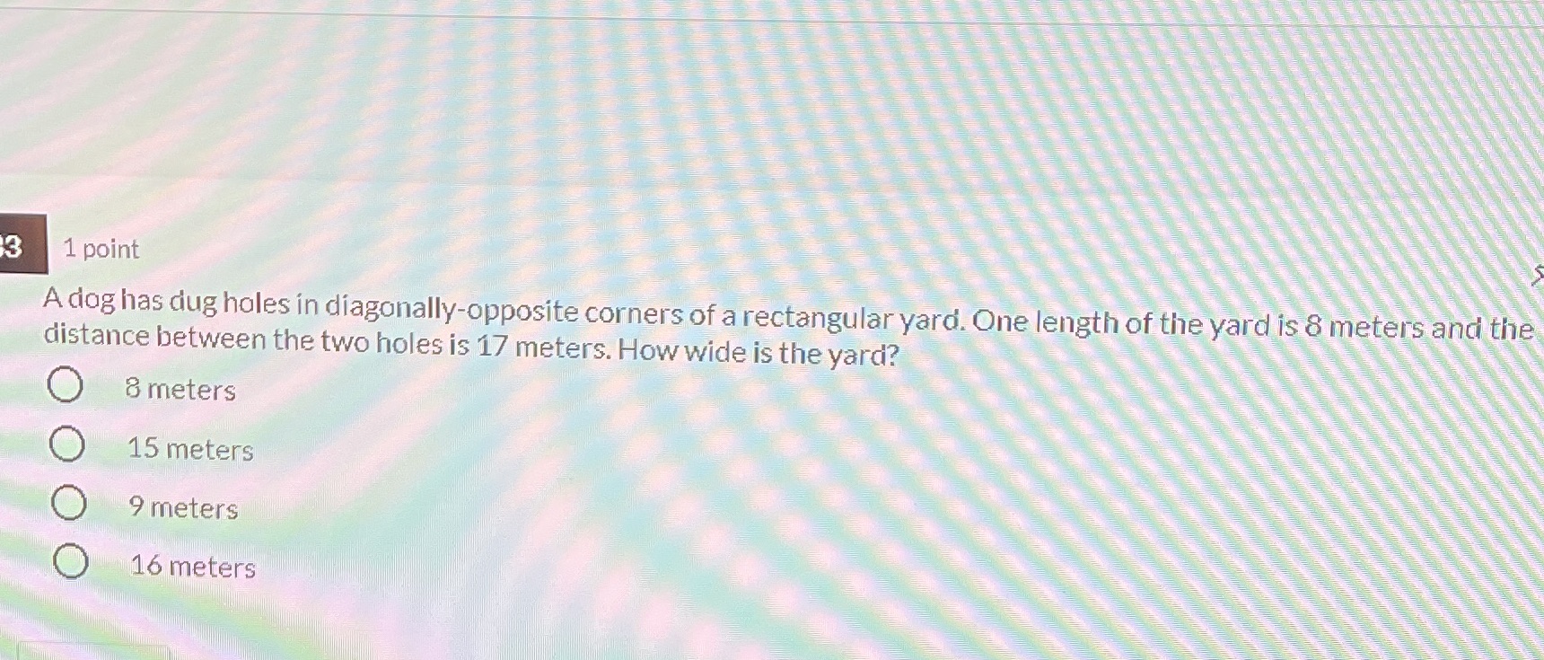 3 1 point A dog has dug holes in
