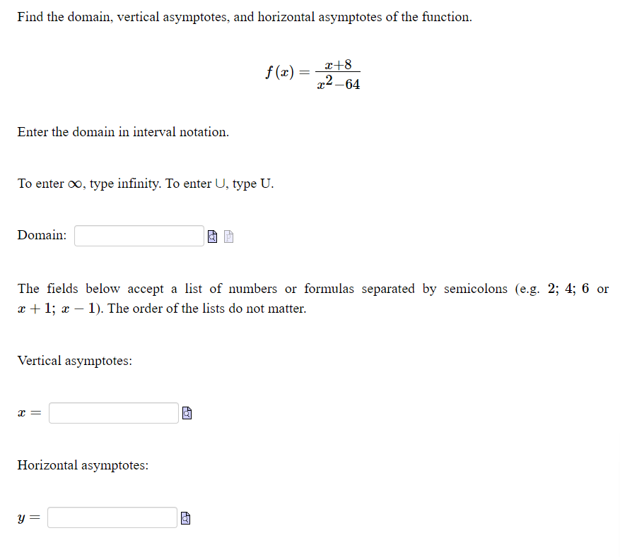 Find the domain, vertical asymptotes, and