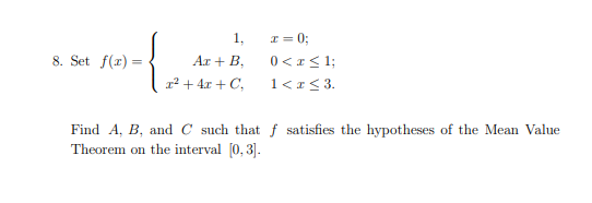 1. 1 = 0; 8. Set f(x) = Ar+ B. 0