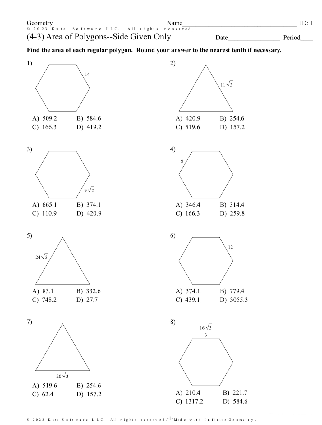 Geometry Name ID: 1 0 20 23 Kuta Software LLC.